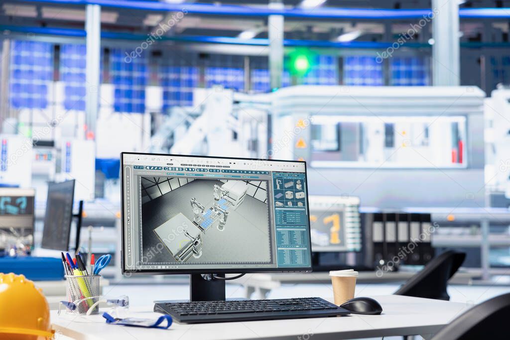 Línea de producción industrial durante trabajos de modificación